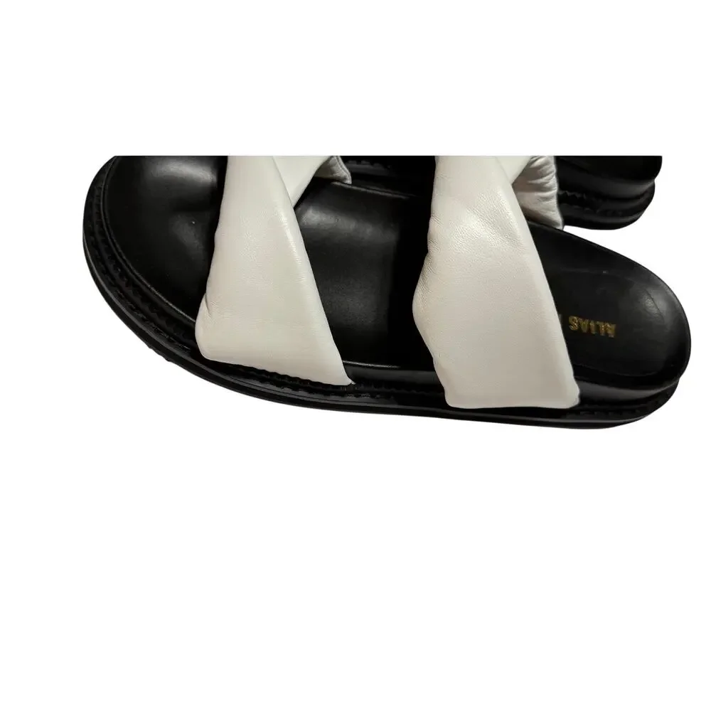 Alias Mae Paris Leather Sandals White Kid Leather size 38 (7.5) New no box